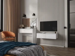 Тумба навесная Ливерпуль, белый/белый глянец