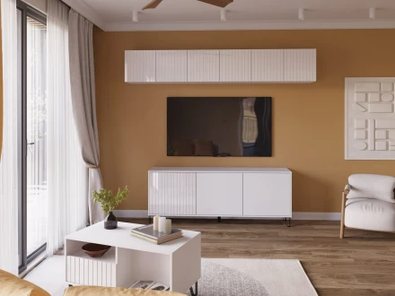 Модульная гостиная Ливерпуль 2, белый/белый глянец  