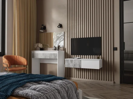 Стол туалетный Ливерпуль, белый/бетон светлый 