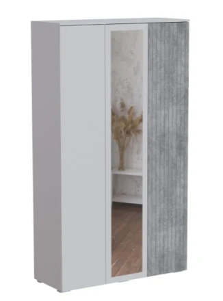 Шкаф трехстворчатый Ливерпуль, белый /бетон светлый 