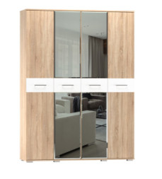 Шкаф 4-х створчатый Бьянка, Сонома / Белый глянец