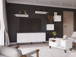 Тумба ТВ Ливерпуль, белый/белый глянец